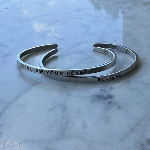 Mantraband Silver Bangle Bracelets - Picture 1 of 4